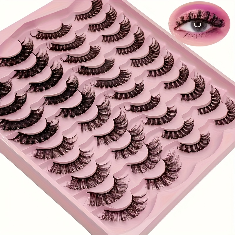 20 Pairs Of Cat Eye Fluffy False Eyelashes Black False Eyelashes Exaggerated Thick Eyelashes, Fluffy And Vivid Eye Makeup