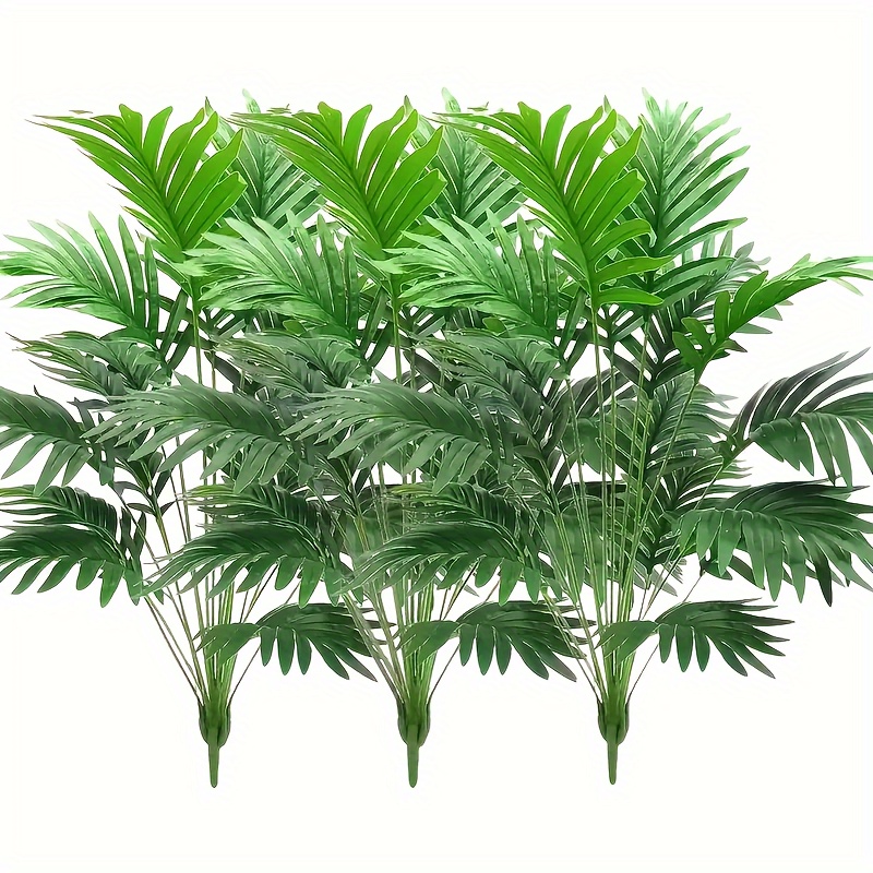 

3pcs Large Artificial Palm Leaves - 12-heads Realistic Faux Tropical Greenery For Weddings, Home & Outdoor Decor & Easy To For Aesthetics