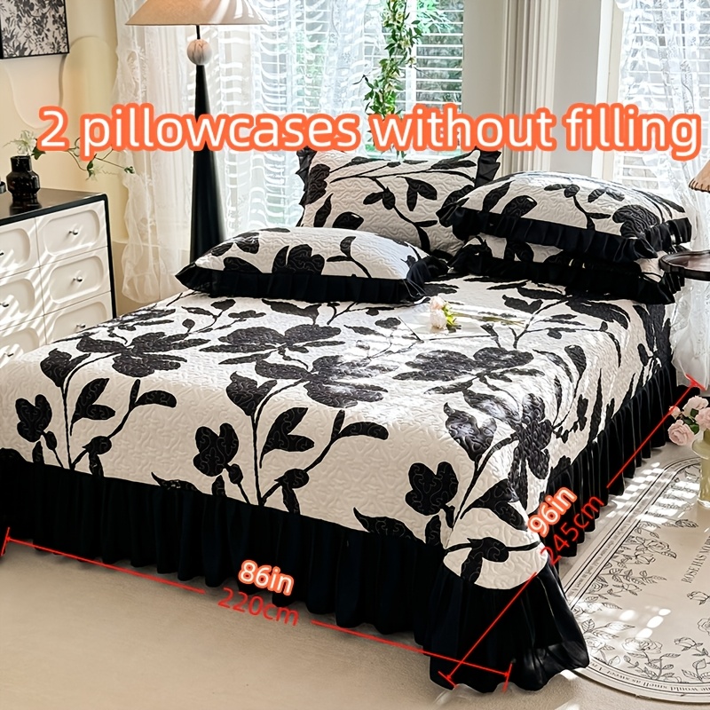Image of 3pcs Soft And Breathable Bed Cover Set, Romantic Bedding Including 1 Bed Cover And 2 Pillowcases (pillow Inserts Not Included), Suitable For , Gift, Ideal For Home Bedroom Decoration