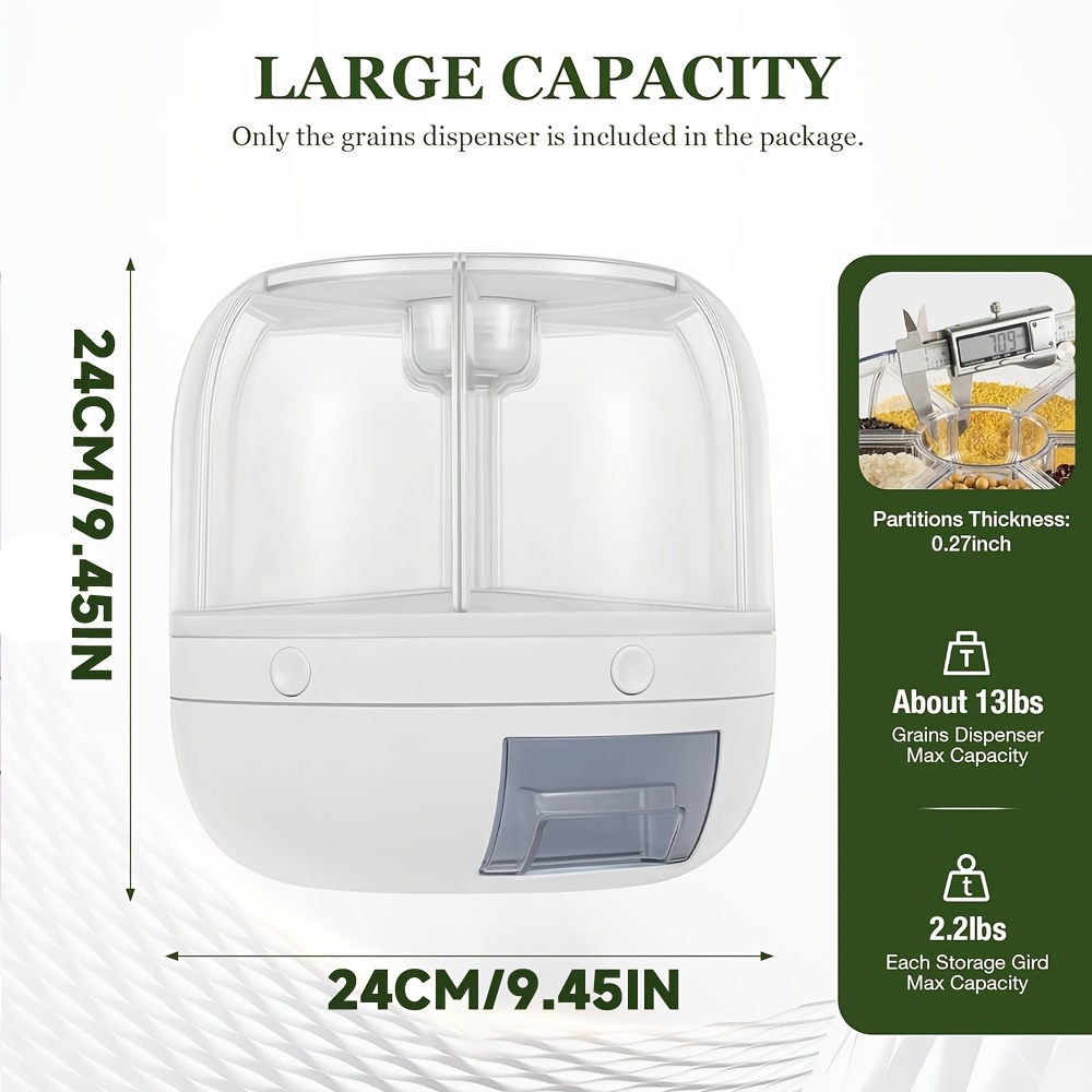6-compartment Rotating Storage Box, Large-capacity Grain Container, Home Insect-proof And Moisture-proof -keeping Jar, Suitable For Storing Grains, Nuts, Flour