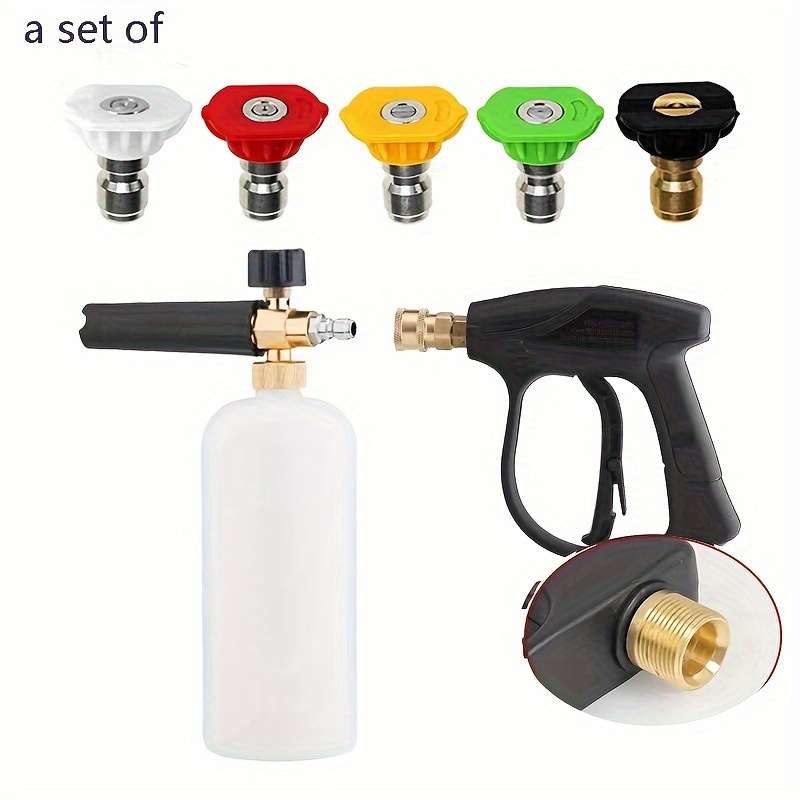 

1 Set High Pressure Washer Gun With Pa Foam Pot, Universal Spray Nozzle Car Wash Set, 1/4" Quick Connector, Easy M22 Connection
