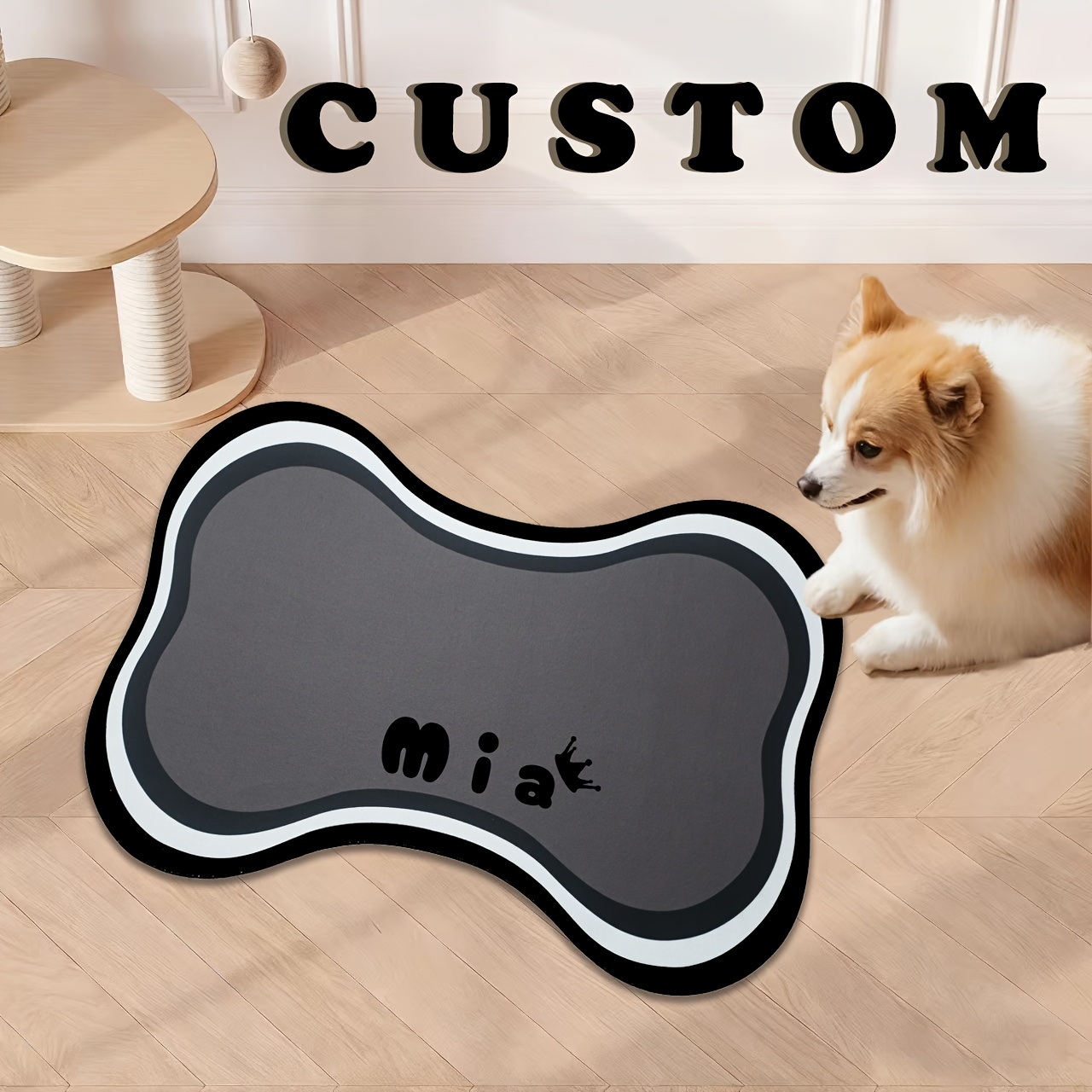 Customizable Quick-Pet Feeding Mat with Paw Print Design