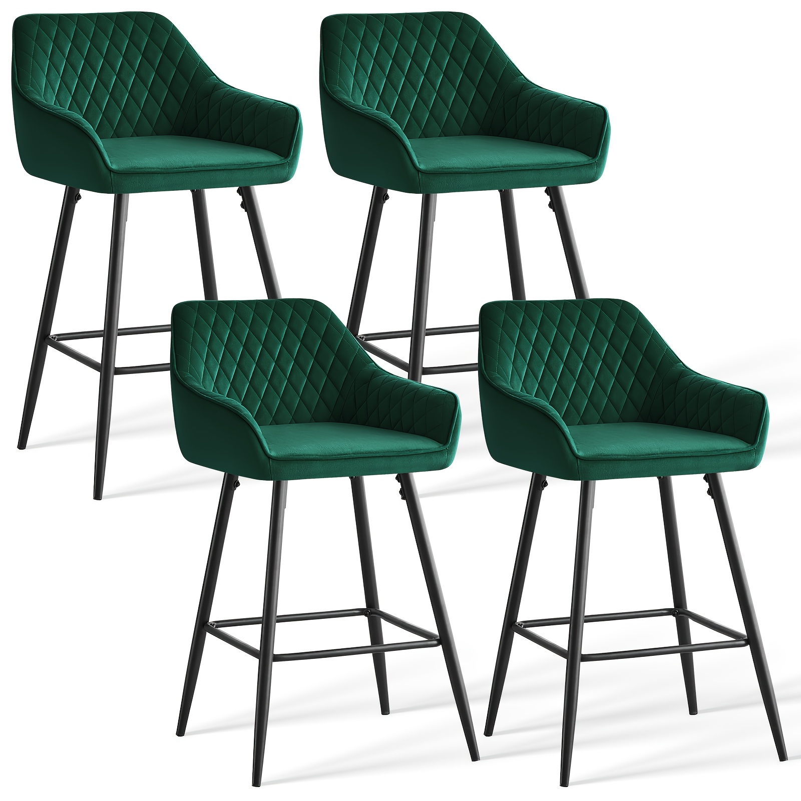 Set Of 2/4 Bar Stools Velvet/suede Barstools With Upholstered Seat Bar Chairs Armrest Metal Legs For Home Kitchen Breakfast Pub Counter