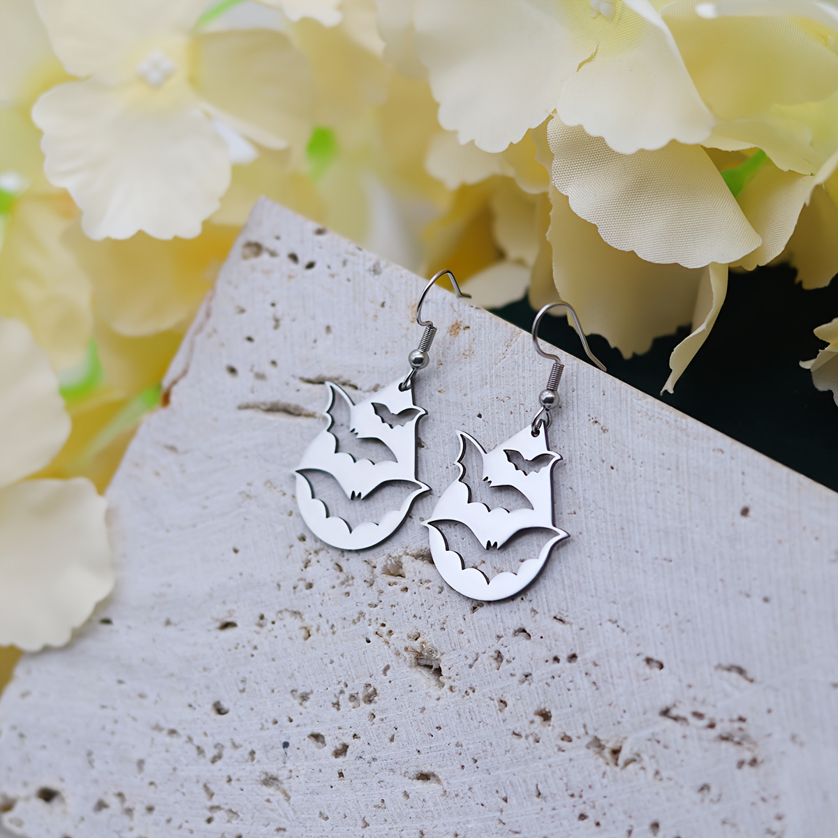 TEMU Bat-shaped 304 Stainless Steel Drop Charms Suitable For Jewelry Making - Bat-themed Earrings For, Wearable Bat Charms For Diy Crafting (no