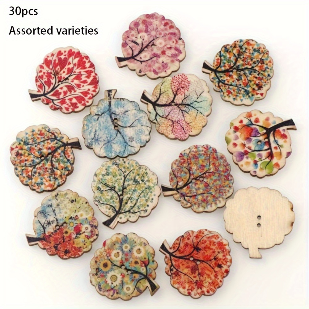 Ywli 30pcs Mixed Wooden Buttons For Sewing And Crafts