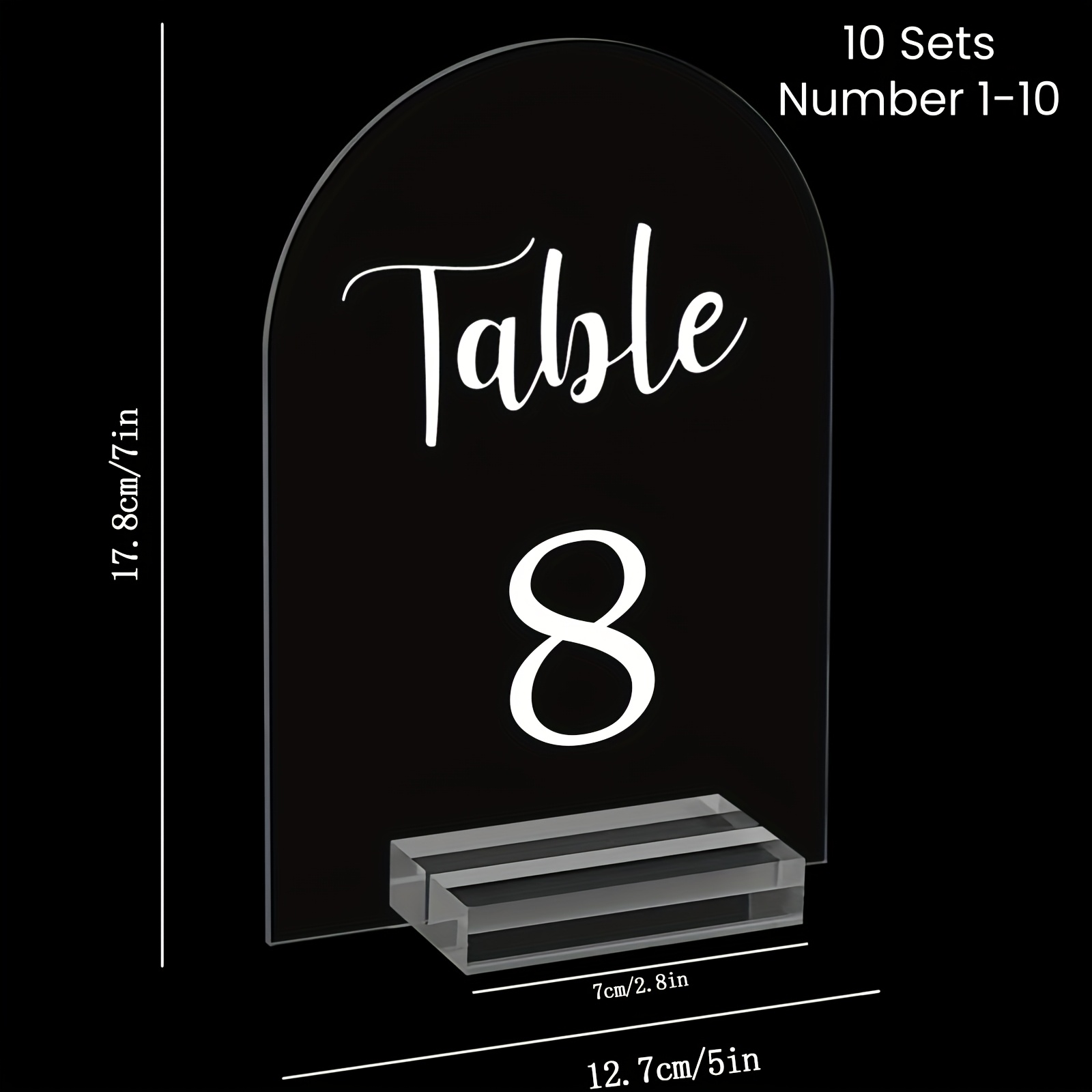 10pcs/set (number 1) 5"x7" Transparent Acrylic Arch Table, Suitable For Wedding, Center Decoration, Reception, Party, Event Bracket