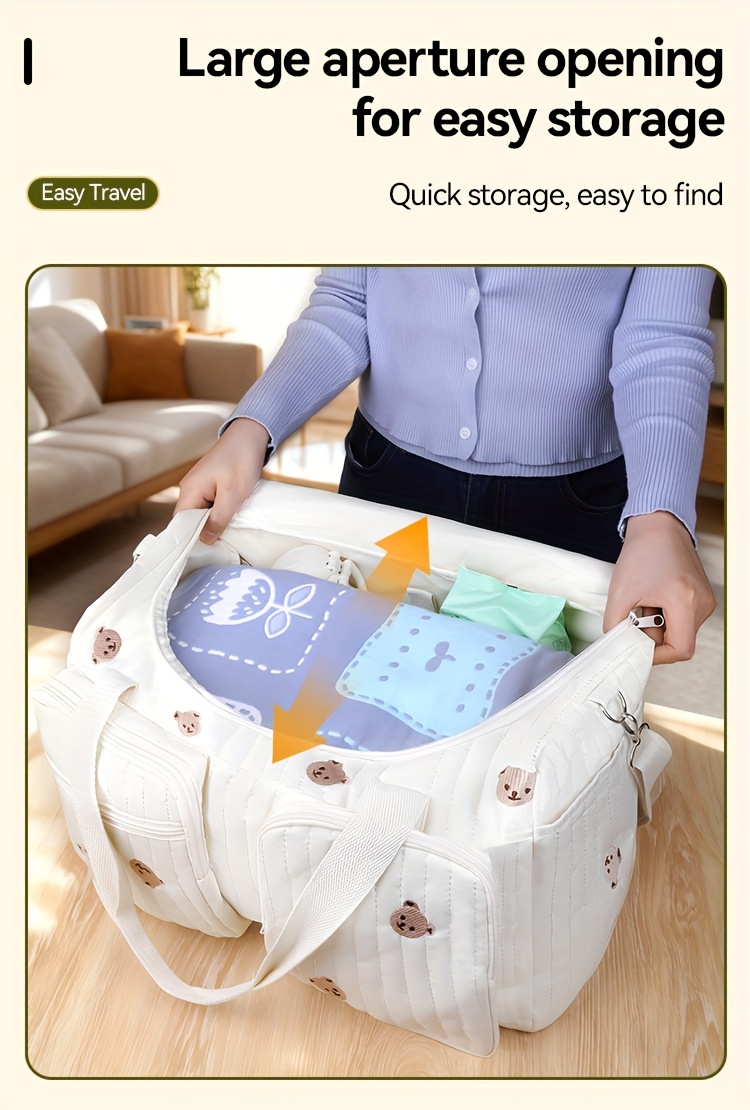 Bolso de Hombro para Mujer | Bolso de Pañales Espacioso y Lindo, Bandolera para Sujetar al Bebé, Bolso de Pañales Extragrande, Amplio y Duradero | Bolsillos Laterales Delanteros de Fácil Acceso, Almacena Pañales, Toallitas Húmedas, Botellas | Ideal para Viajes, Salidas Diarias, Regalo Perfecto, Bolso para Padres Recién Nacidos, Bolso Interior para Almacenar |
