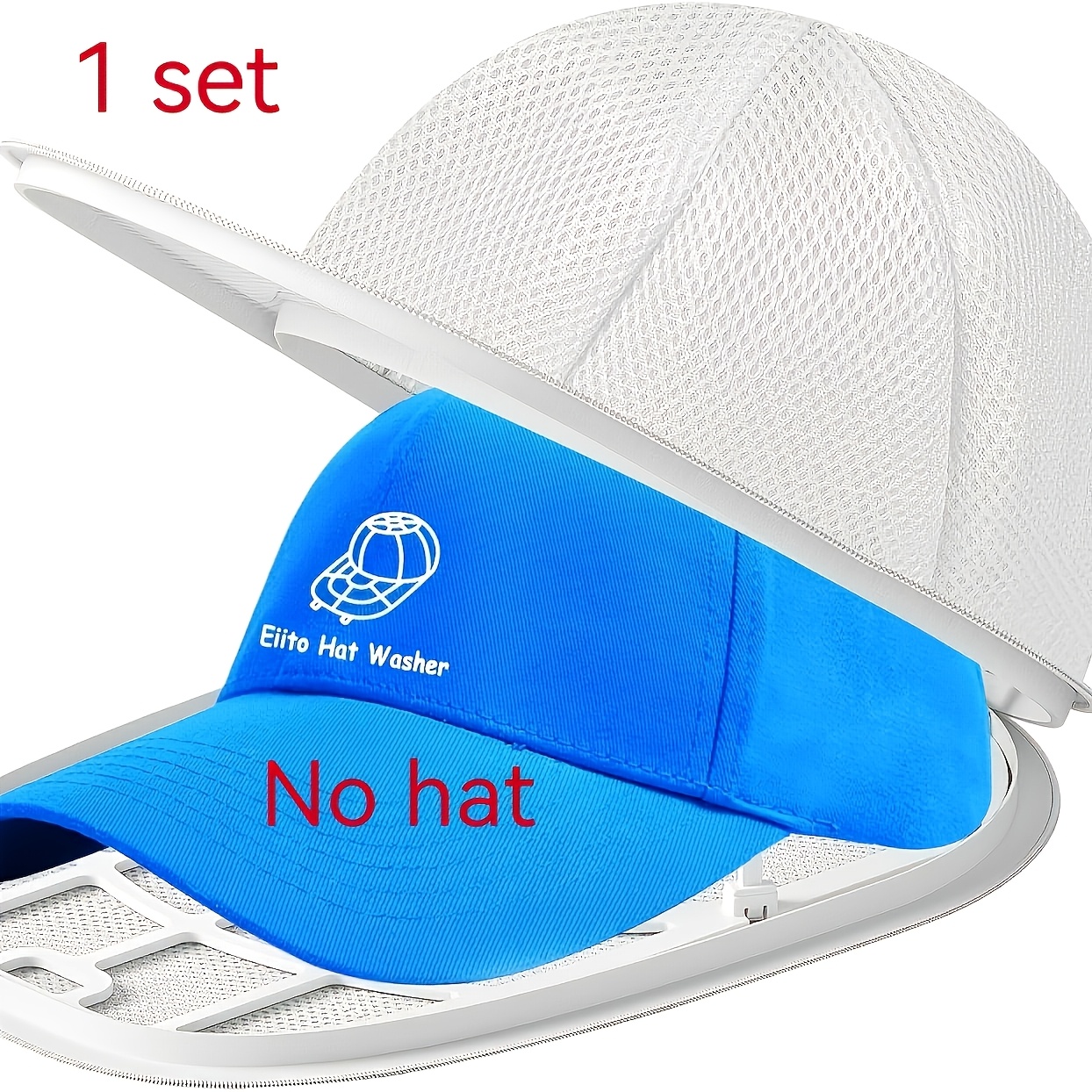 TEMU 2pcs Hat Saver Set: 1 Hat Holder + 1 Laundry Wash Bag. Hat Washing And Protective Bag, Polyester Mesh Laundry Bag With Zipper Closure,
