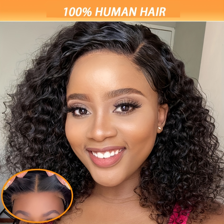  glueless deep wave bob wig 13x4 lace frontal human hair curly water wave style for women details 0