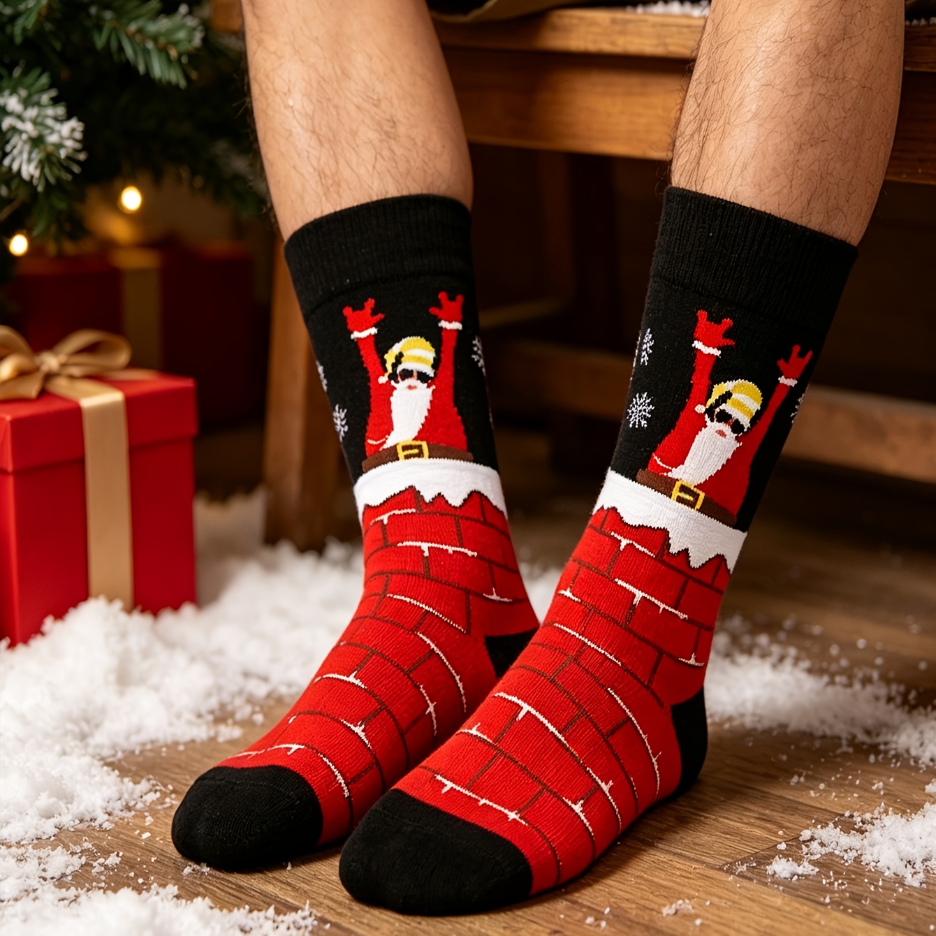 Image of A Pair Of Fun Santa Claus Socks For Men, Perfect As A Christmas Gift