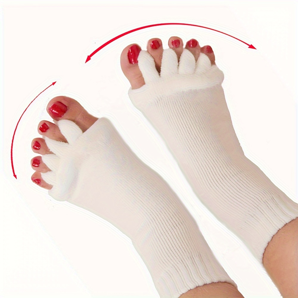 Toe Separator Alignment Sock，Foot Alignment Socks Yoga Gym Massage Toeless  Socks Pain Relief Improves Circulation Stretchy Happy Feet Socks for Women  Men 