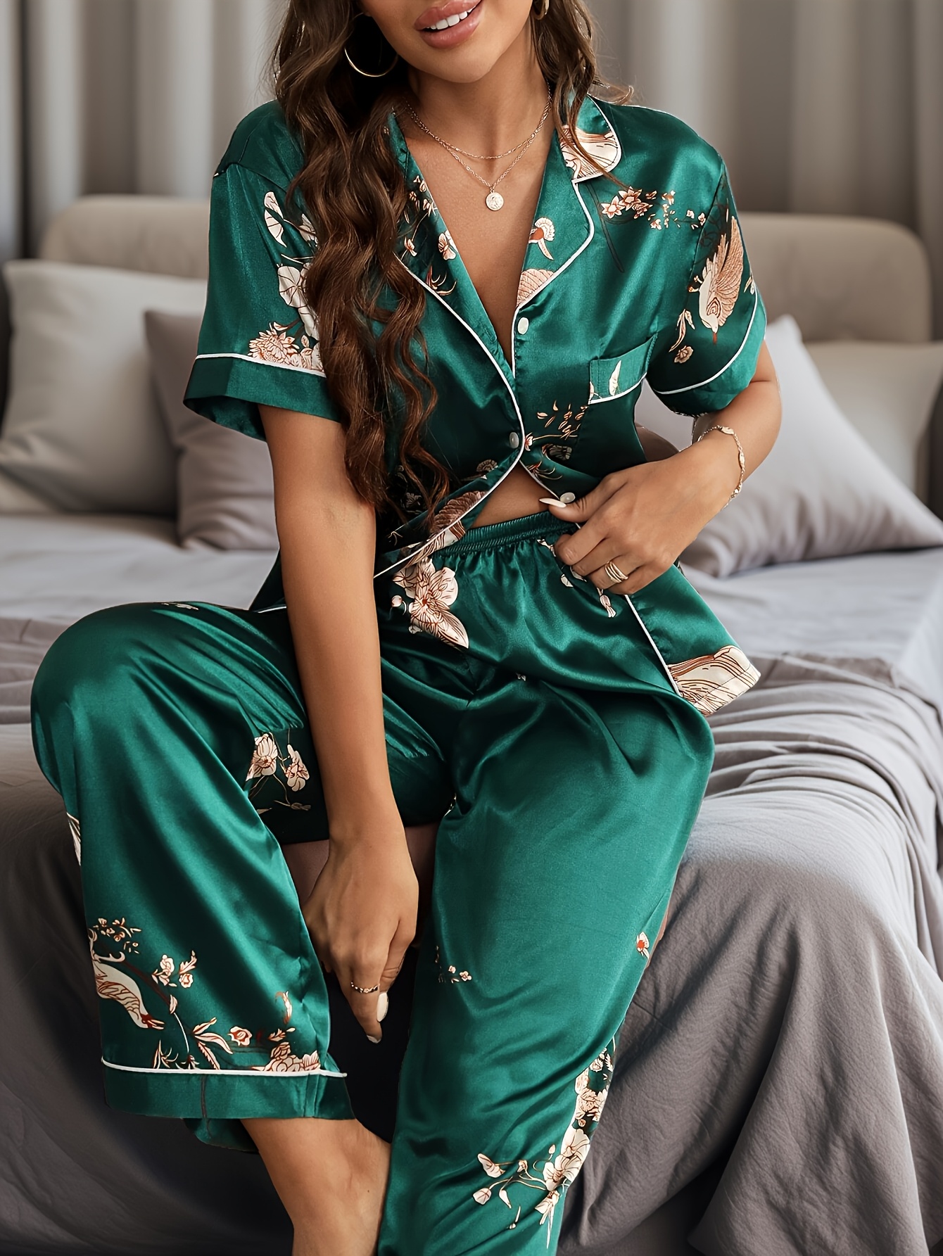 Satijnen Pyjama Vrouwen Pyjama Set Set Elegante Satijnen Pyjama