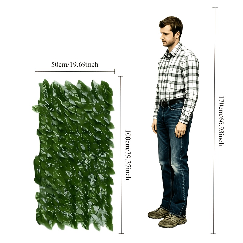 Image of Expandable Artificial Ivy Privacy Fence Screen Plastic Panel, Suitable For Artificial , Outdoor Garden, Terrace, Courtyard, Balcony Decoration, Green Hedge Cover, Ideal For Thanksgiving