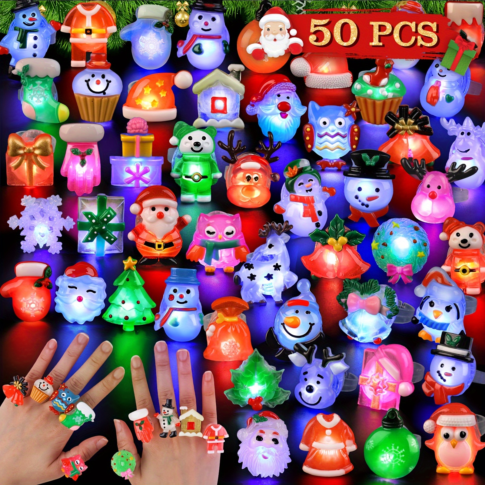 

50pcs Christmas Up Led , Christmas For Stuffers Flashing Christmas Toy For Boys Christmas Toy