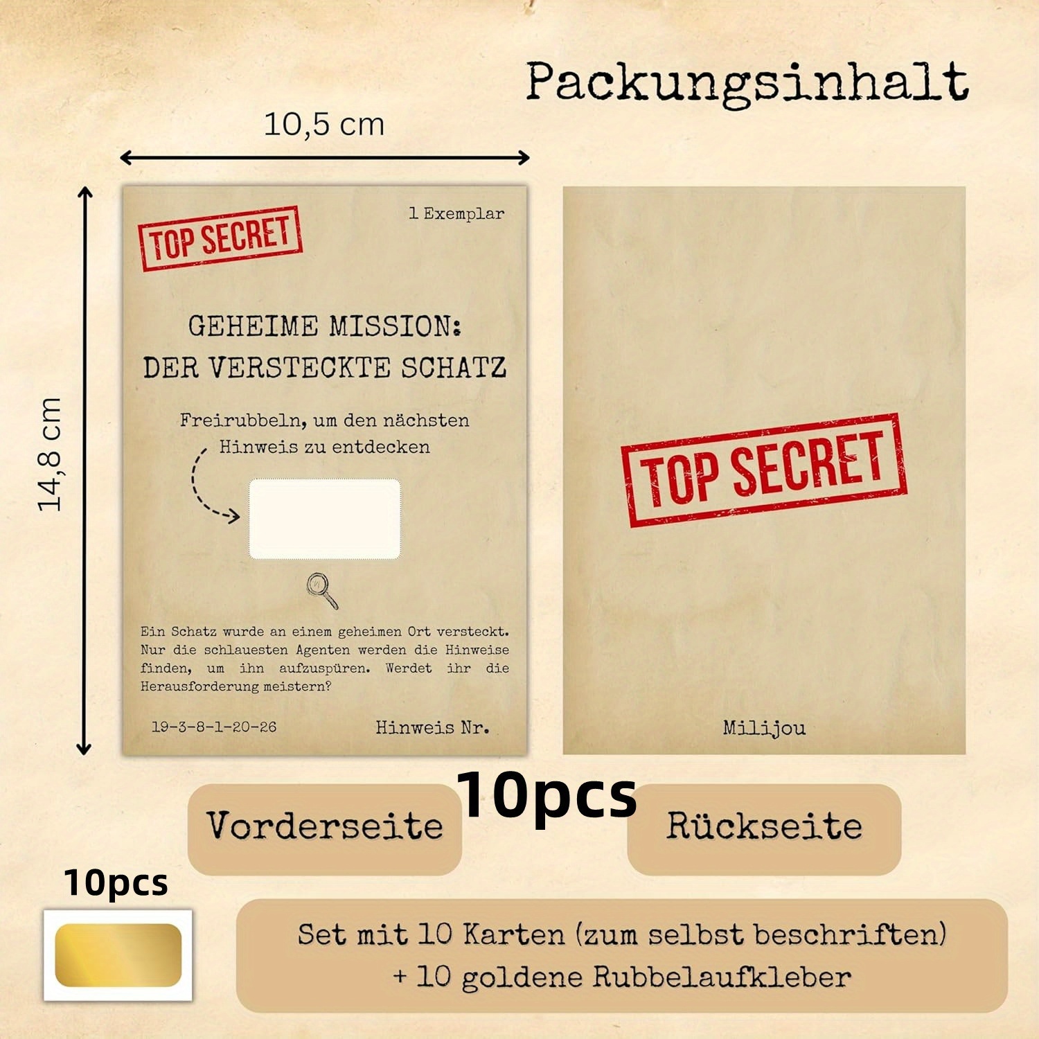 E-shop 10/20 Stück Kratzlotterielosen für die Schatzsuche, Weihnachtsspiel – Spion/Geheime Spielkarten, Geburtstagsfeier Spiele