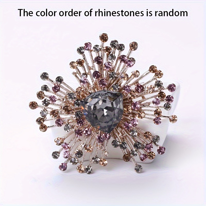 TEMU Vintage Exaggerated Baroque Luxury Brooch, Set With Sparkling Rhinestones And Artificial Crystals, Elegant And Fashionable Jewelry Accessory,