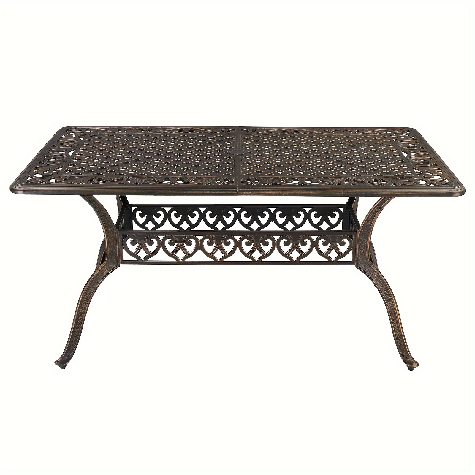 

59in Outdoor Desktop Mosaic Garden Cast Aluminum Table Bronze