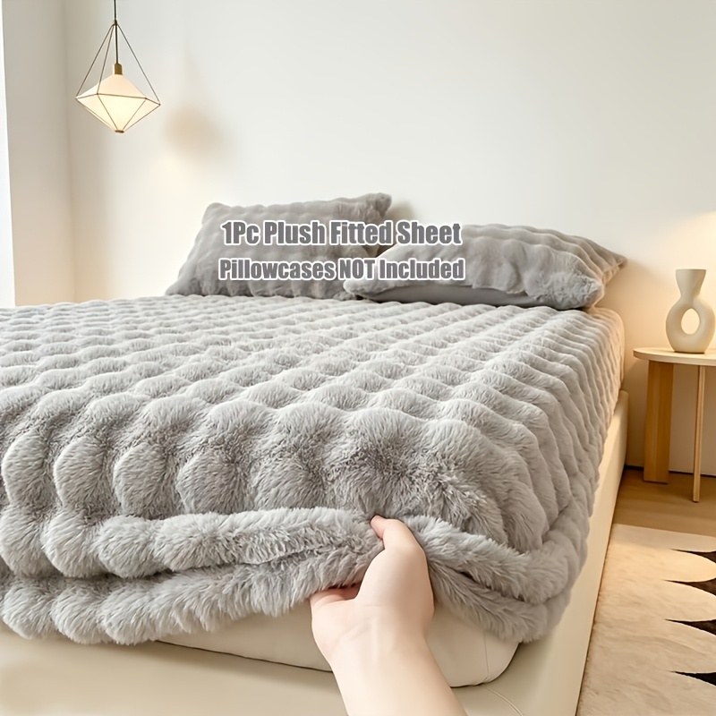 TEMU Drap-housse en velours, Housse de matelas ultra-douce et moelleuse, Protège-matelas extra , Literie lavable pour lit simple et double, Taies