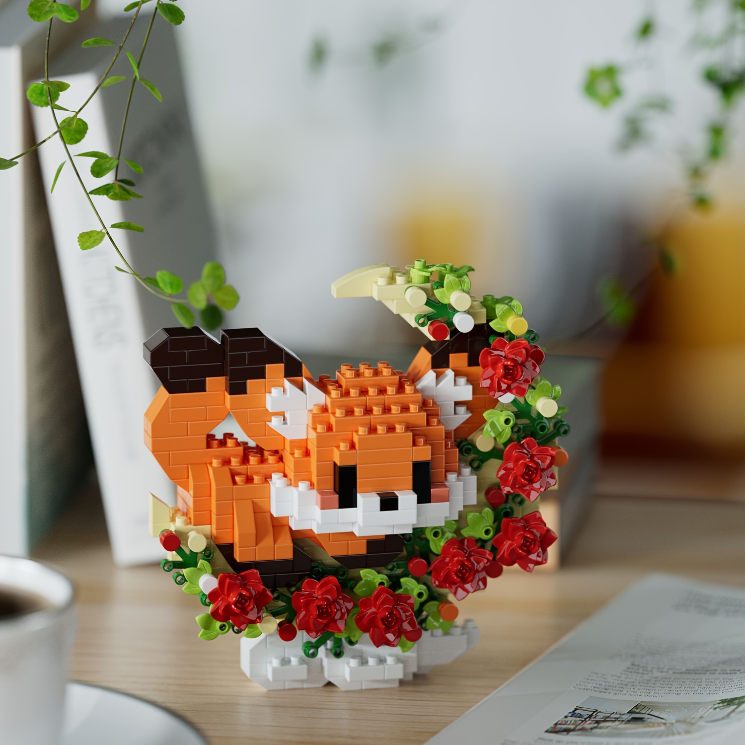 Compatible For Systems Flower Companion Moon Panda Building - Micro Particle Interlocking Bricks, Multicolor Suitable For & Collectors, Diy Assembly Model, Cute Panda Ornament Gift For Decor