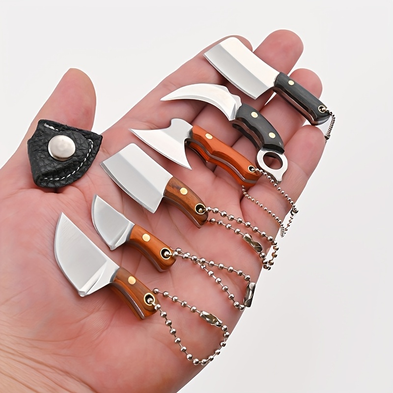 

6pcs Men's Mini Knife Keychain Set, Stainless Steel Chef Knife Bottle With Sheath, Non-food Contact, Portable Pocket Tool Kit