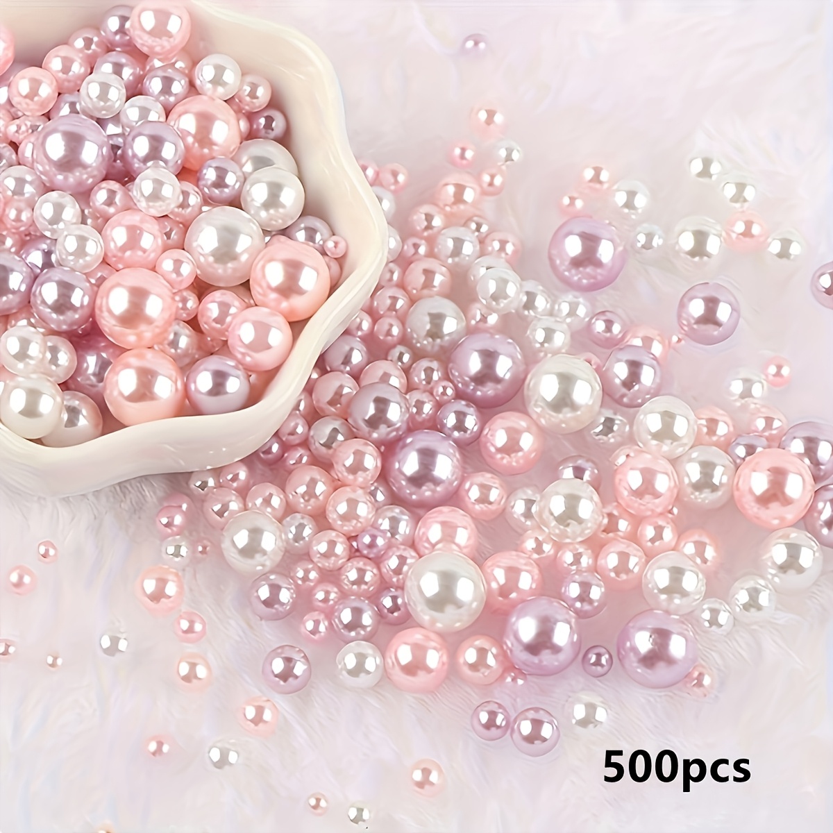 Image of 500pcs Colorful Beads Set, Mixed Size Colorful Abs Material 3-10mm Round Beads With Holes, Suitable For Handmade Jewelry Making Bracelet Pendant Necklace