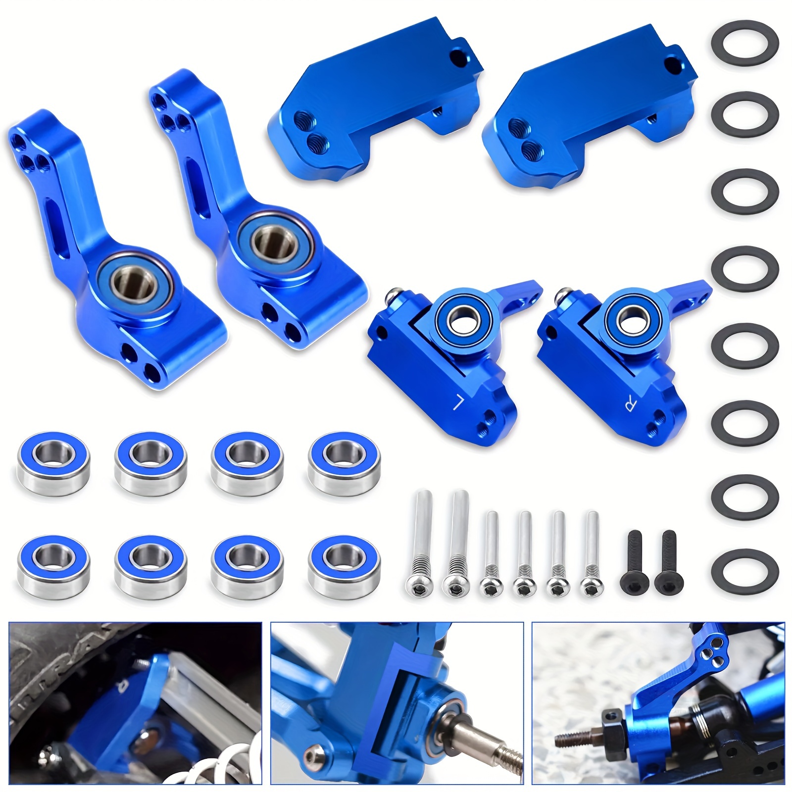 TEMU Aluminum Front Steering Blocks & Caster Blocks Kit, With Rear Stub Axle Carriers, For 1/10 2wd Slash,