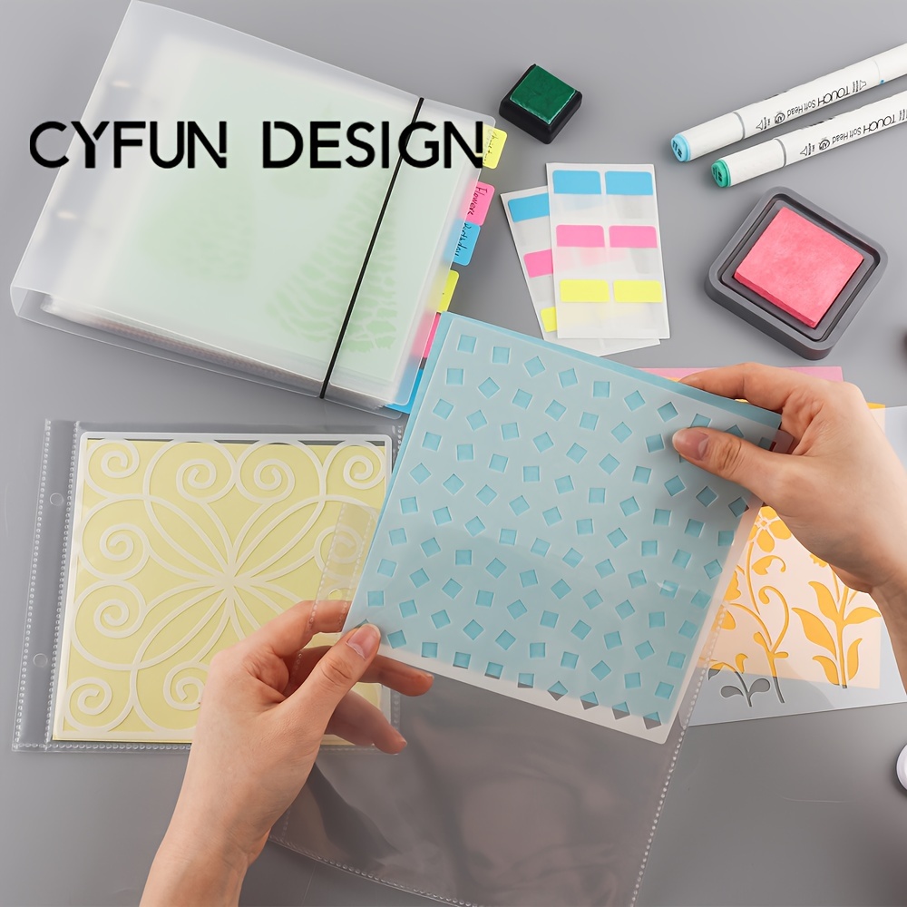 

Cyfun Design Craft Stencil Organizer - 6x6 Binder With Labels For Scrapbooking & Diy Projects