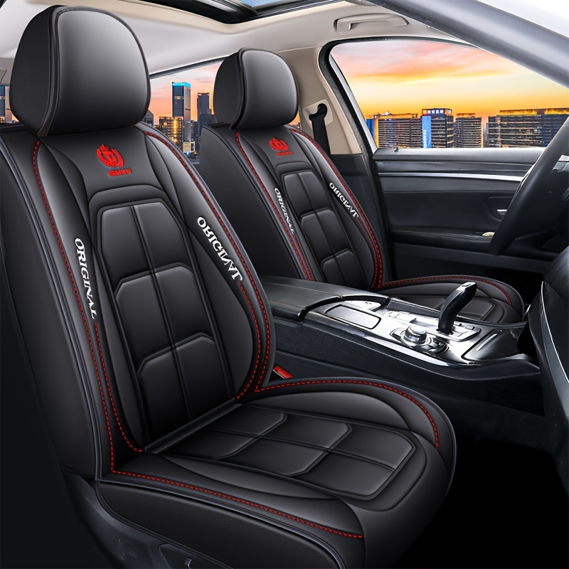 5pcs Full Set Car Seat Covers -  Fit for Most Sedans, SUVs & Trucks - Premium PU Leather, Waterproof & Breathable - Year-Round Protection