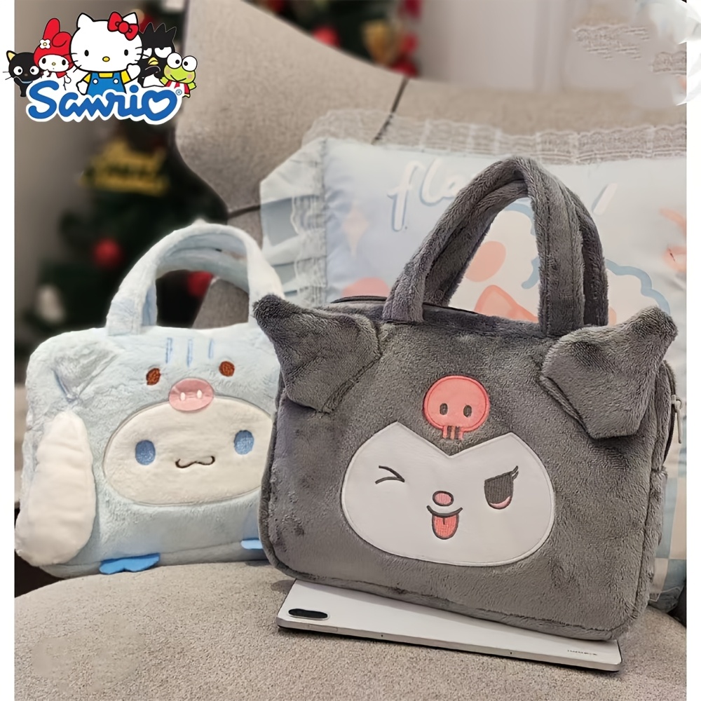 

Sanrio Winter New Plush Japanese Kuromi Cinnamoroll 10-12 Inch Tablet Bag Storage Handbag