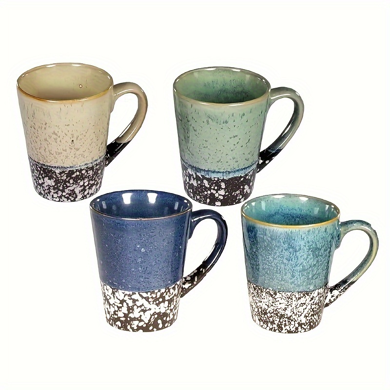 

4pcs Ceramic Coffee Mug Set - 2 Tone Design - Suitable For Serving Hot Or Cold Drinks