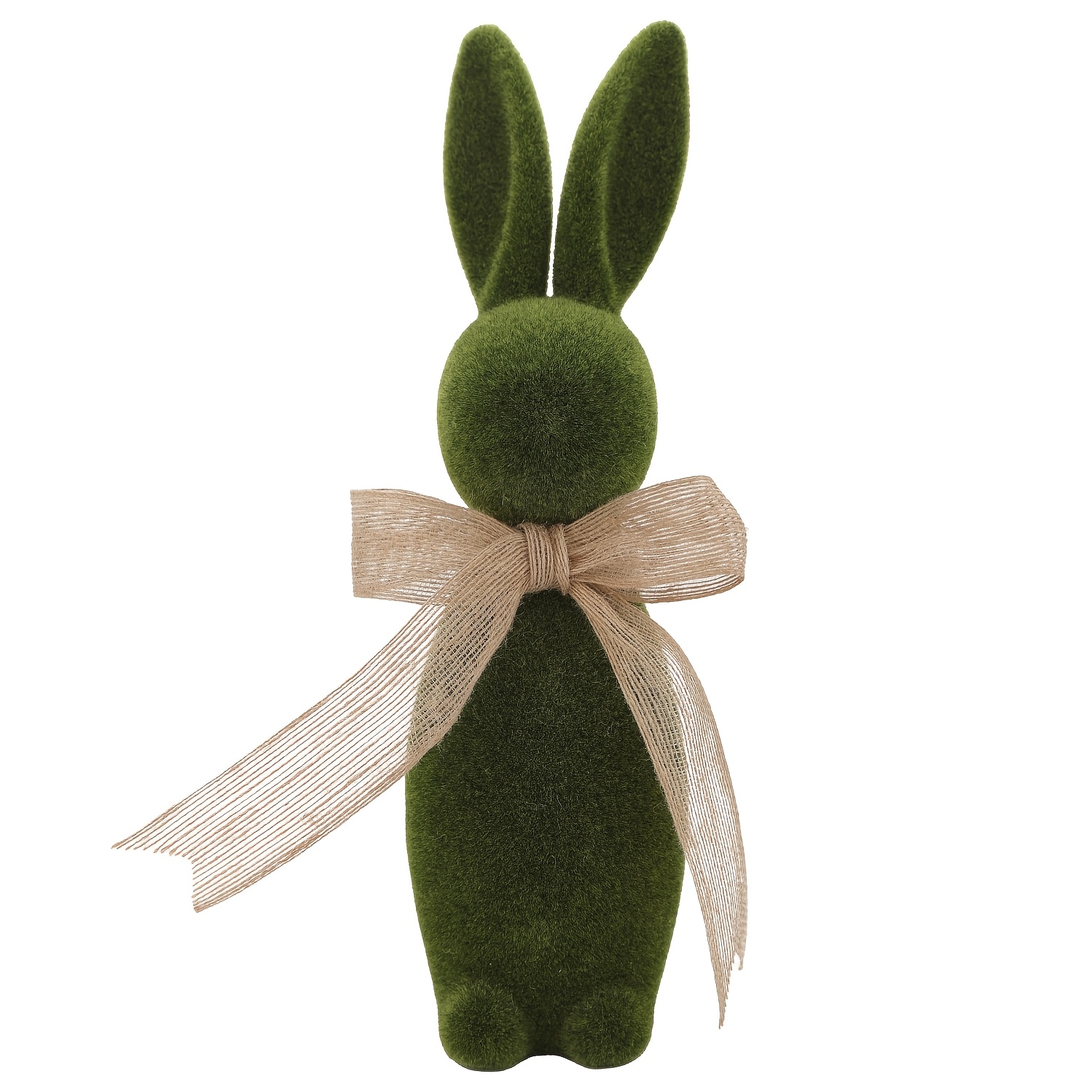 Image of 1pc, 16 Inch Artificial Flocked Bunnies Figurine Ornaments With Bow Tie, Flocking Rabbit Tabletop Ornament For Easter Centerpieces For Office Table Decor, Party Supplies