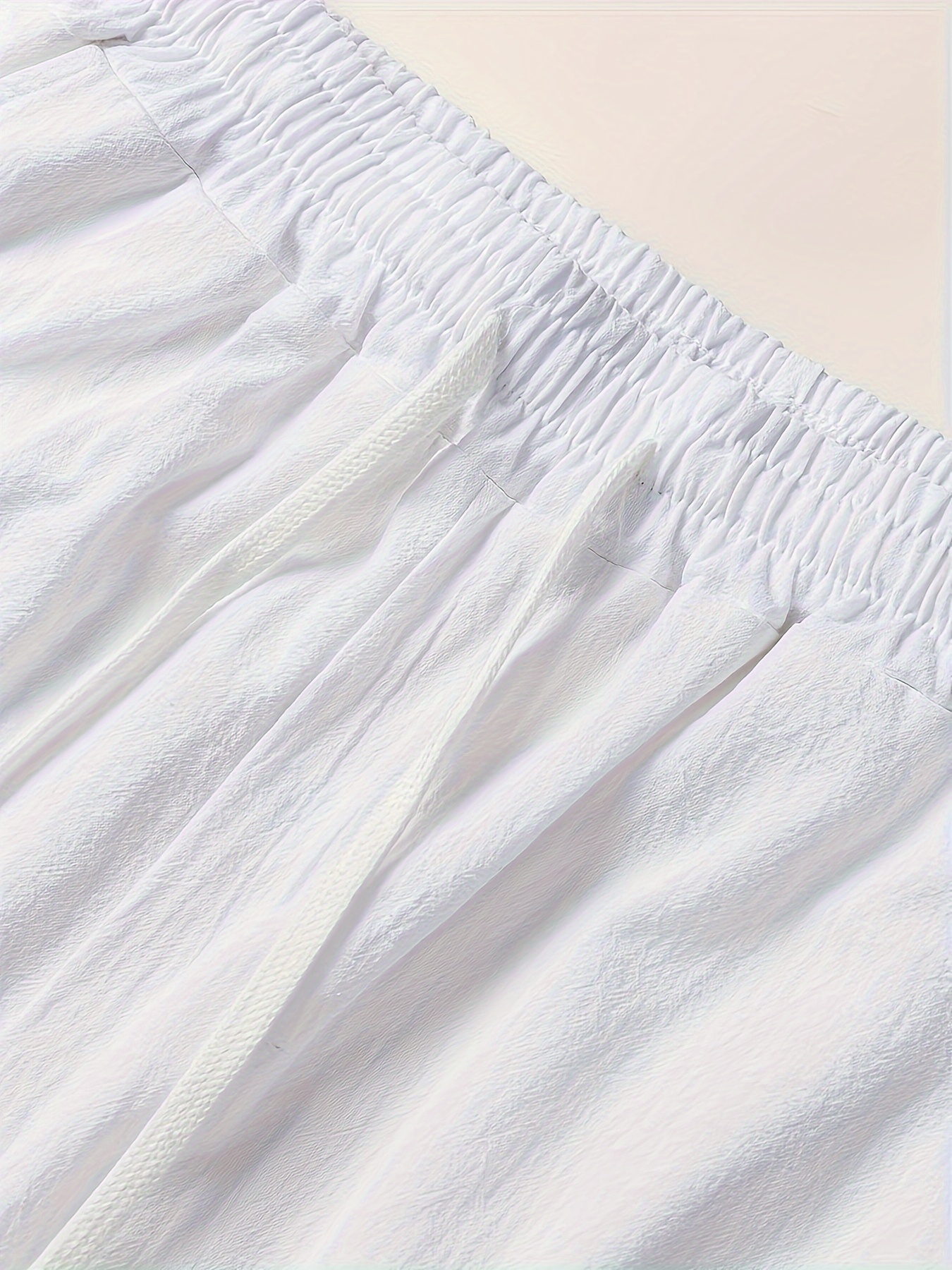 heren casual katoen-linnen mix broek met trekkoord - ontspannen pasvorm, rechte pijp met zakken, ideaal voor lente & herfst, strand-geïnspireerd ontwerp, lente kleding|linnen mix shorts|katoen linnen stof, katoenen broek 3