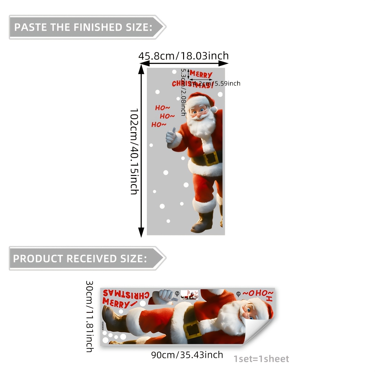 Image of A Self-adhesive Wall Sticker Featuring Santa Claus A Merry Christmas, Perfect For Decorating Bedroom Or Living Room Door Frames And Background Walls, Model Bm7520-nl
