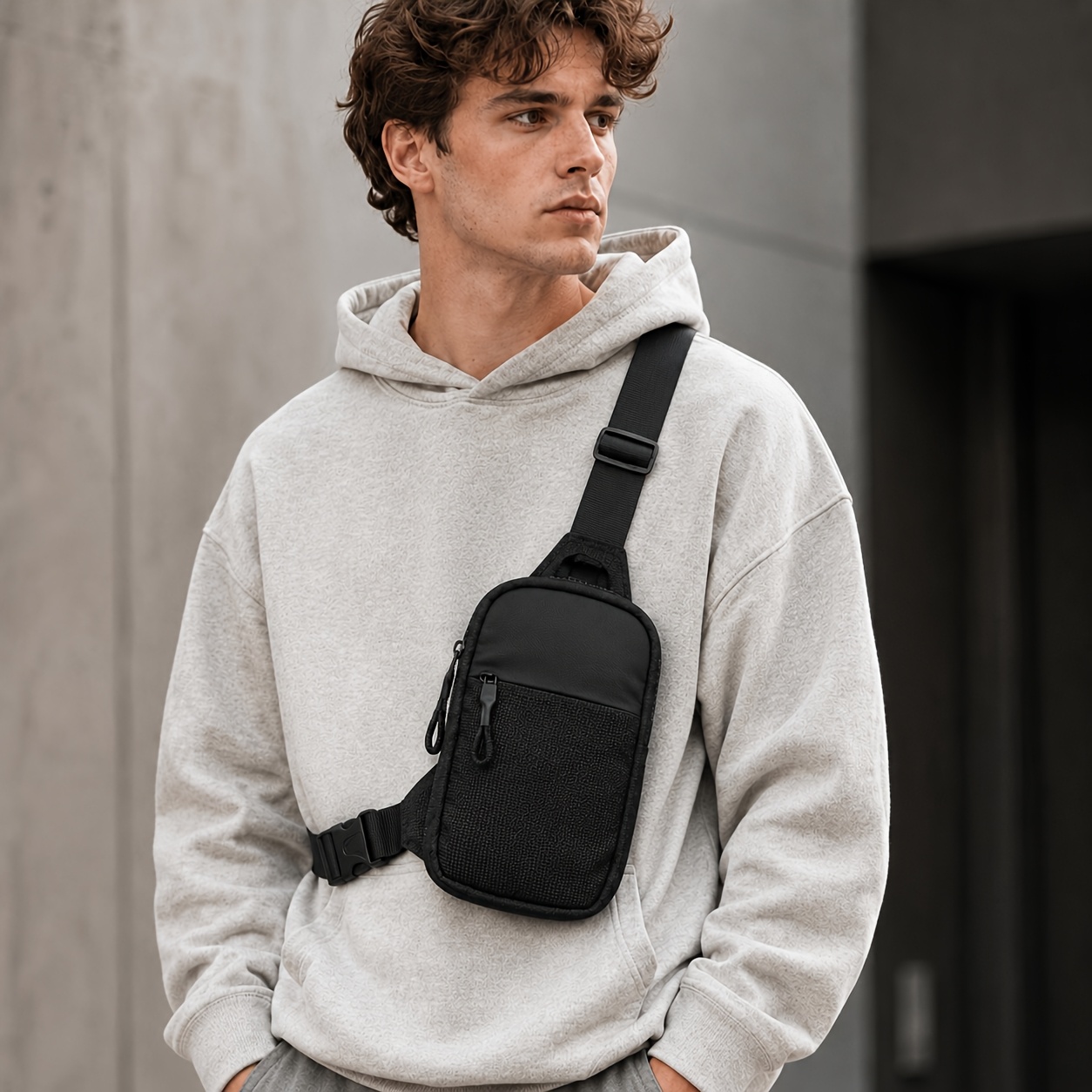 TEMU Mini Chest Bag Crossbody Purse, Lightweight Adjustable Sling Pack With Secure Dual Storage Design, Perfect Travel Companion For Hiking, Walking,