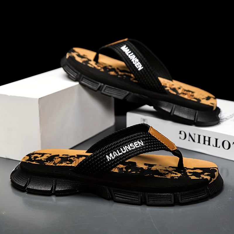 mens fashion flip flops summer non slip thong sandals with thick soft sole comfortable for daily wear beach   black white striped design eva material   outdoor activities beach footwear striped flipflops eva sandals Product details 6