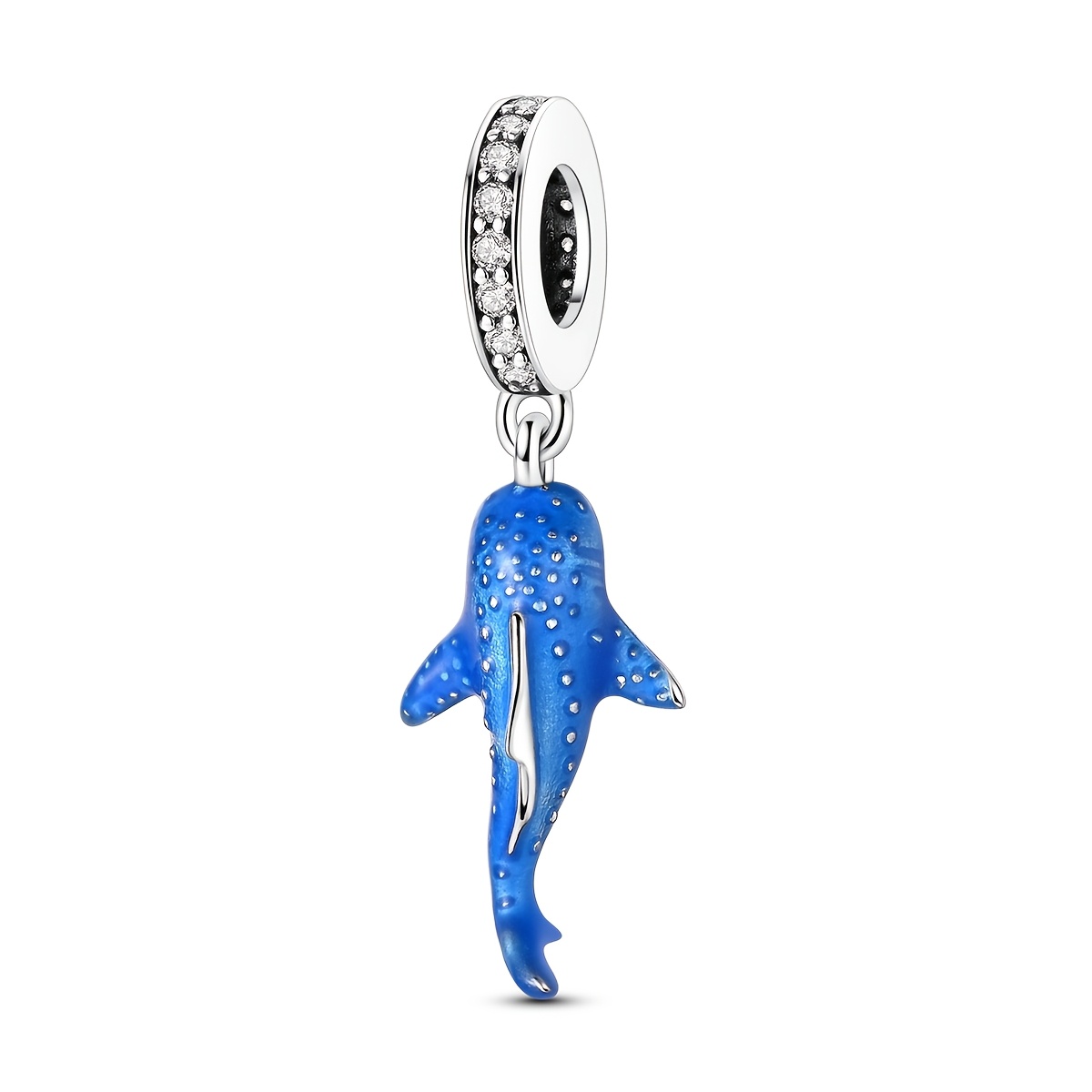 E-shop 1 Stück Originaldesign Anhängerperlen in Silberfarbe für Damen, leuchtende Walhai-Anhänger, passend für Originalarmbänder & -ketten, zum