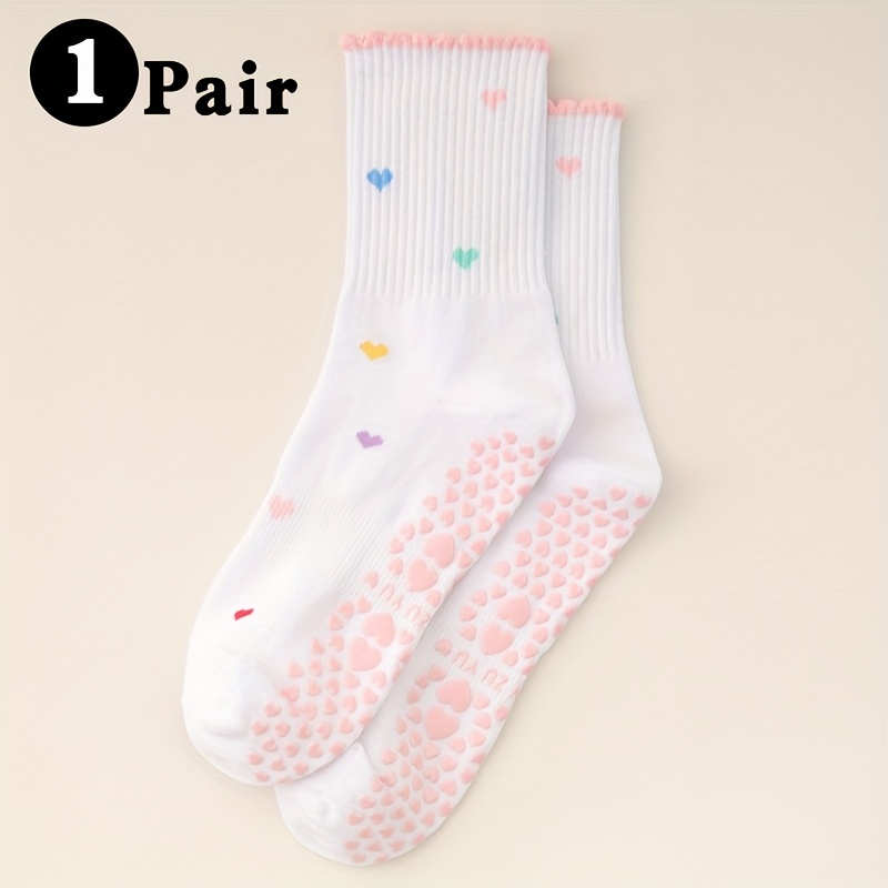 E-shop Rutschfeste Yoga-Socken für Damen im frischen Rosa-Herz-Muster, vielseitig für alle Jahreszeiten, geeignet für Freizeitkleidung. Weiche, bequeme