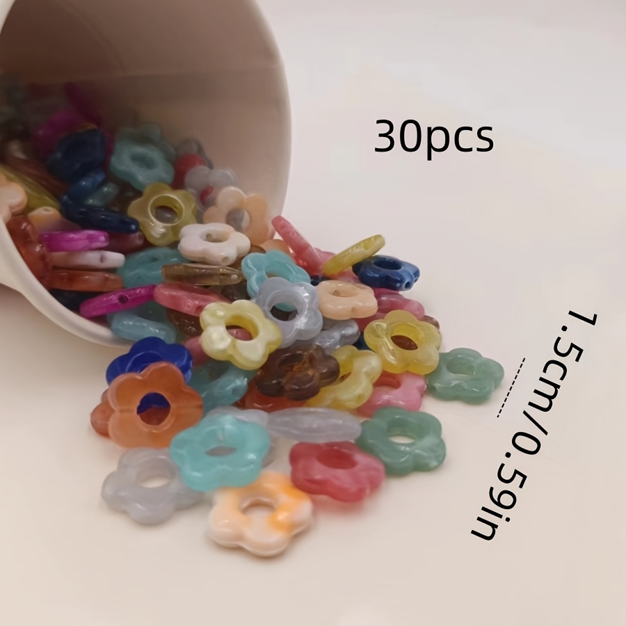 TEMU 15 X 15Mm Color Mezclado Acrílico Tono 5- Flor Diámetro de Agujero 2Mm para Collar Teléfono Cadena Artesanía Joyería Adiciones Hacer Cuentas