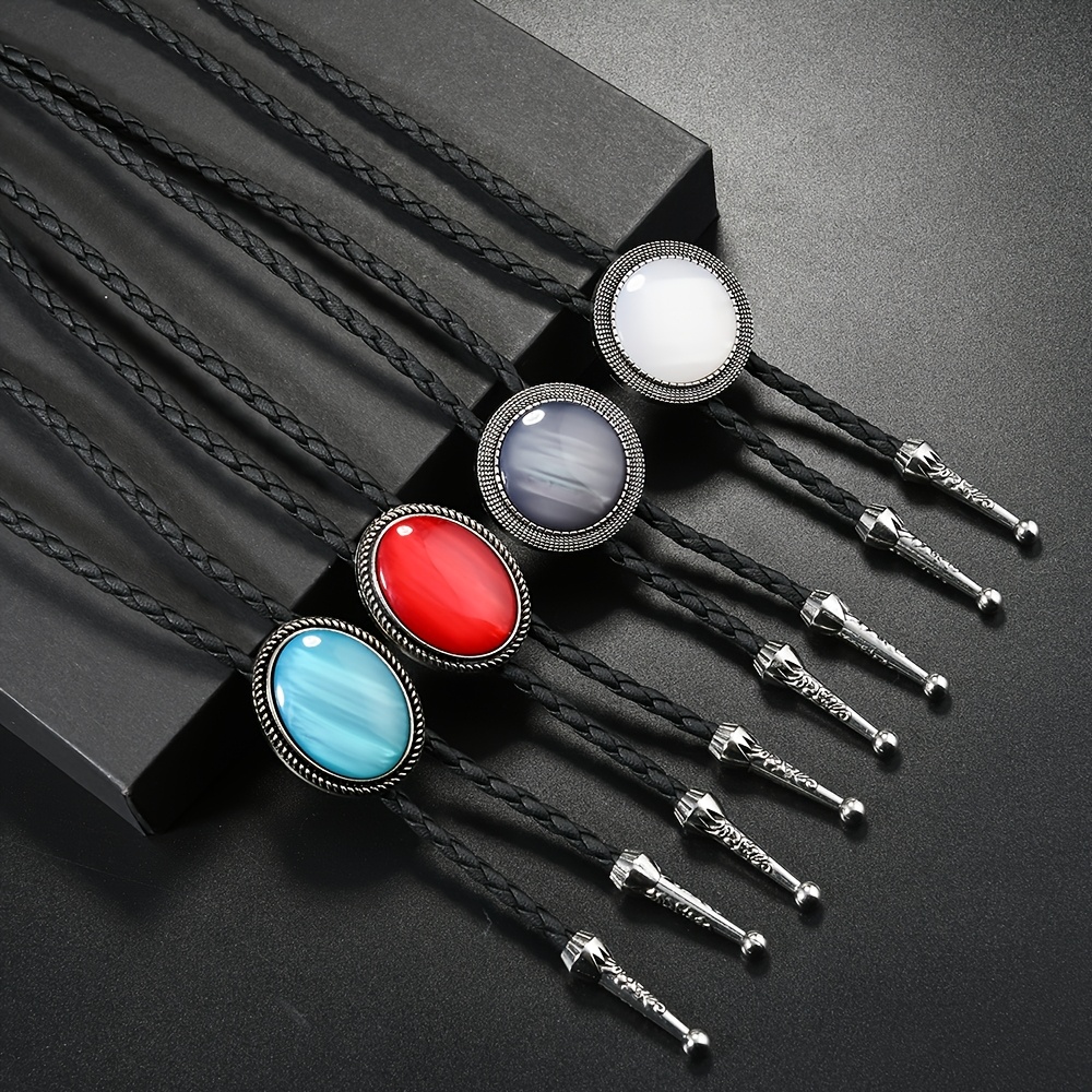   colar minimalista de   bolo tie sintético com incrustações em couro   para homens e mulheres,   ocidental