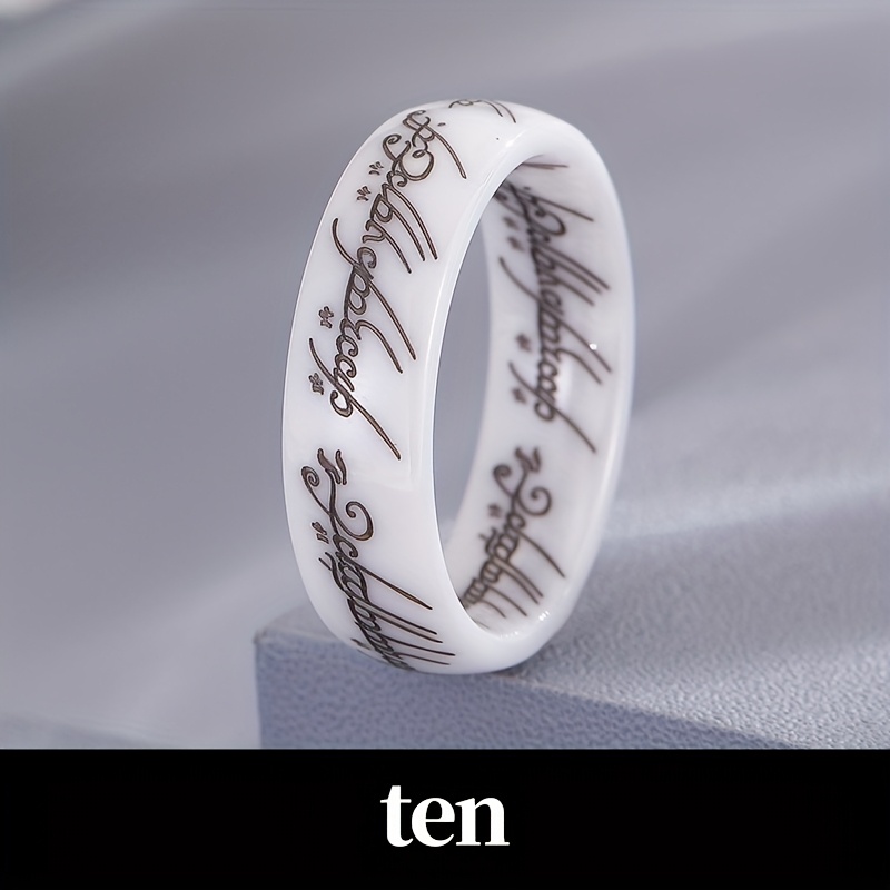 Runic Script Gothic Ceramic Men's Ring for Casual Attire