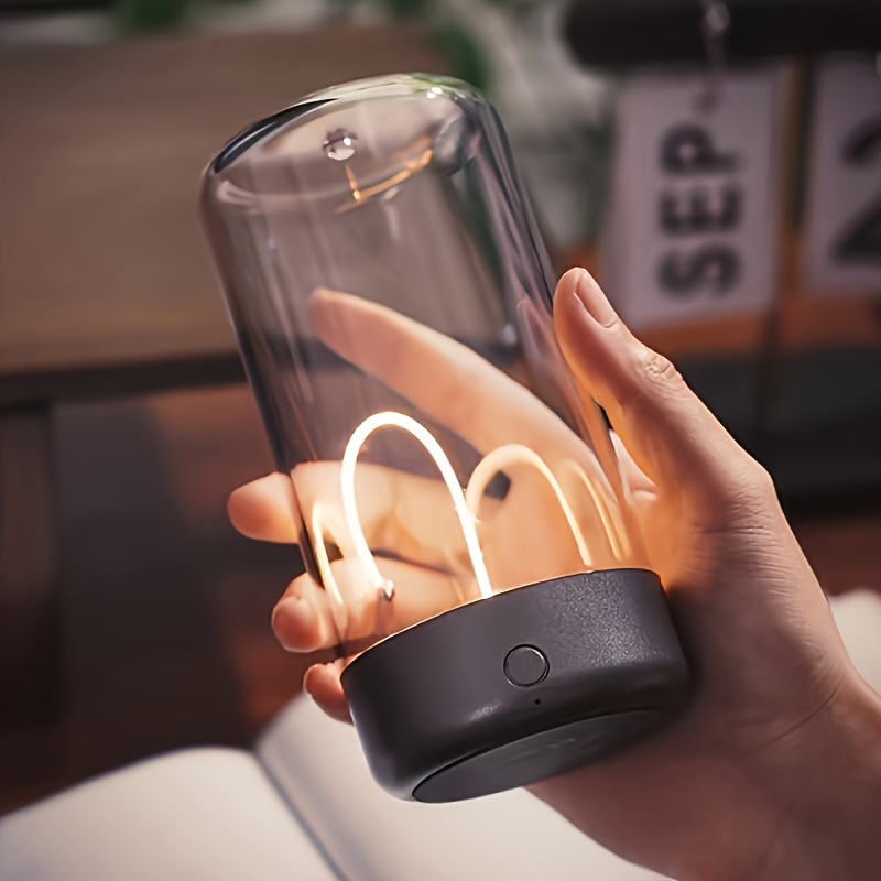 Portable Magnetic LED Light with Adjustable Brightness, USB Rechargeable, Eye-Caring, Button Control – Sleek Transparent Design, Perfect for Bedroom, Desk, and Camping, Great Holiday Gift, Camping Light | Minimalist Design | Magnetic Base