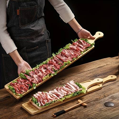 set of 2 rectangular trays to 31 4 inches 80 cm suitable for hot pot steak and appetizers durable kitchen and restaurant dining utensils boards in small medium
