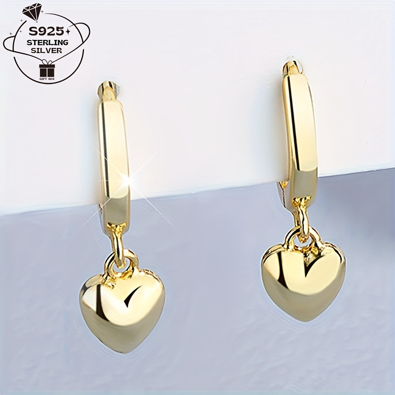 Women's 925 Silver Small Heart Shaped Stud Earrings, Versatile