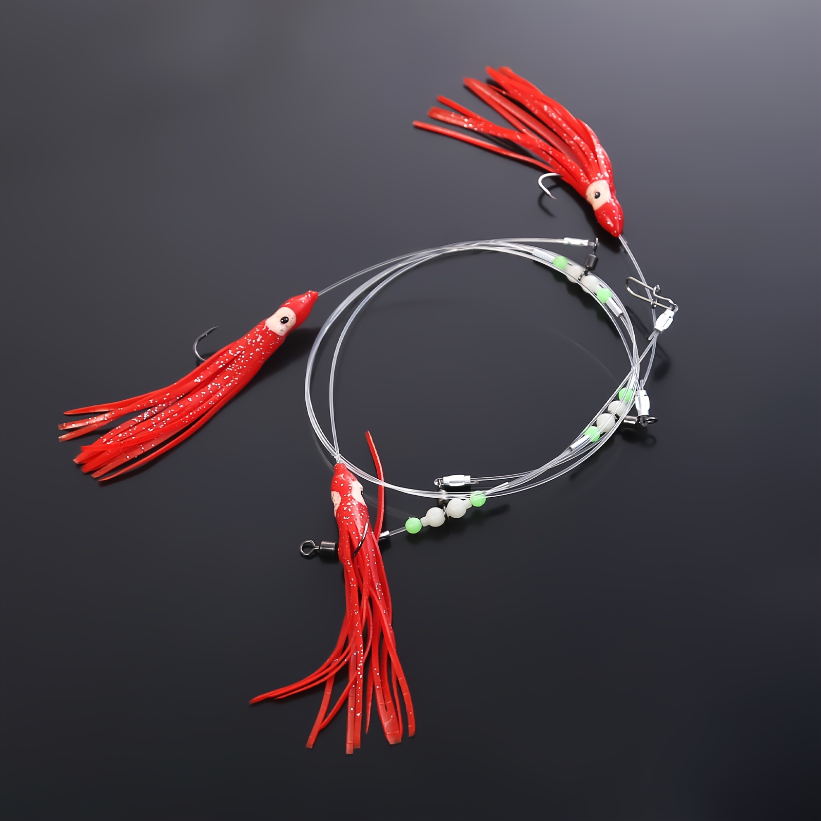 TEMU 1pc Sea Fishing Rig, Hand-tied Luminous Fishing Rig, Stainless Steel American , Luminous Gourd Fishing Rig With Bionic Squid Lure, Suitable For