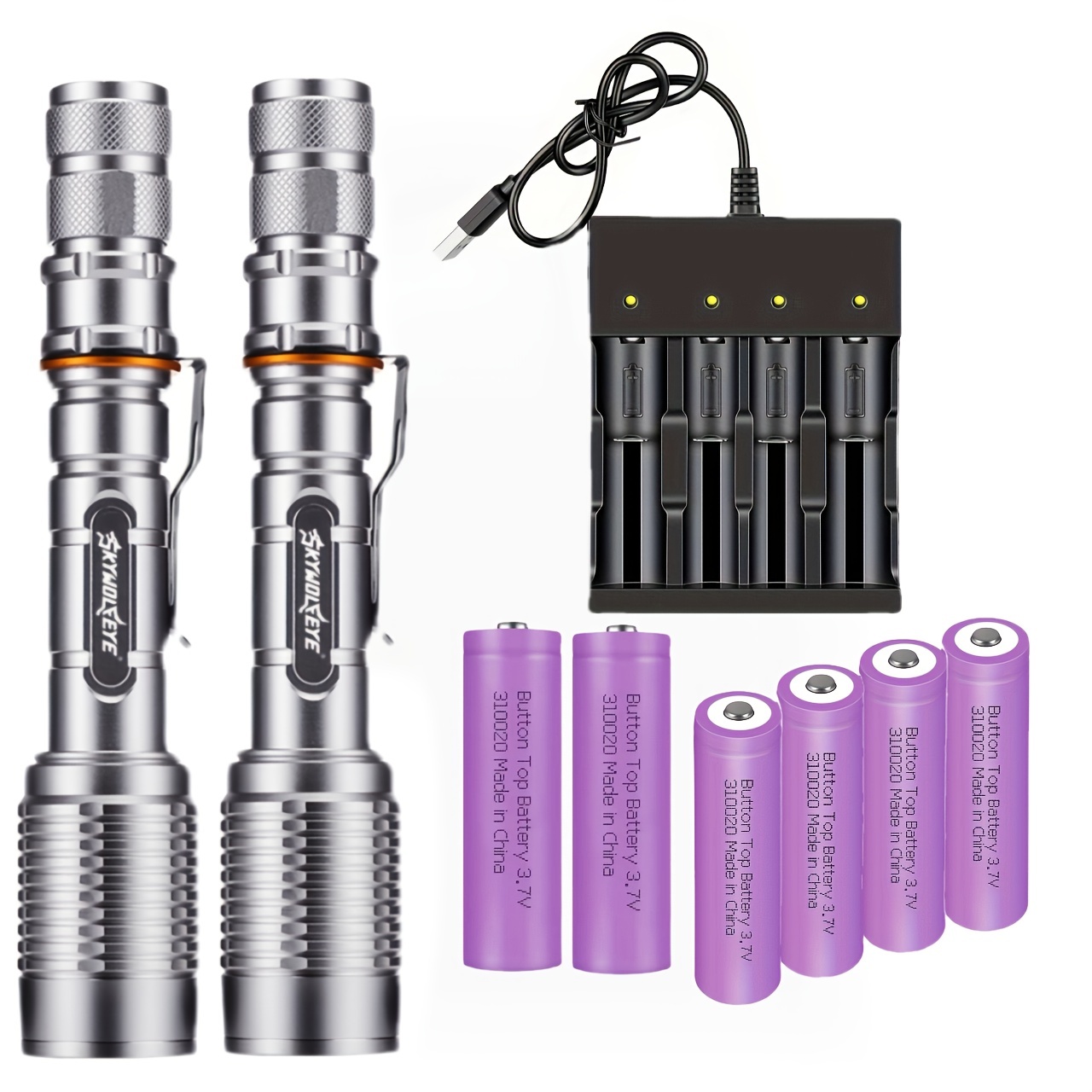 

2pcs Aluminum Alloy Telescopic , 10w , 5- , Suitable For , Camping Equipment, , Camping, Etc. ( A Battery Charger And 6 Batteries)