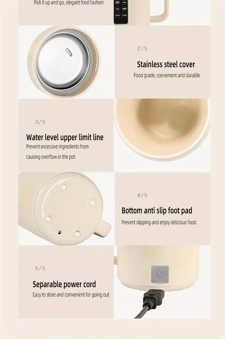 portable electric hot pot multifunctional stew pot for cooking soup rice desserts hot tea coffee large capacity nano grade   inner liner compact and convenient suitable for outdoors office home use Product details 16