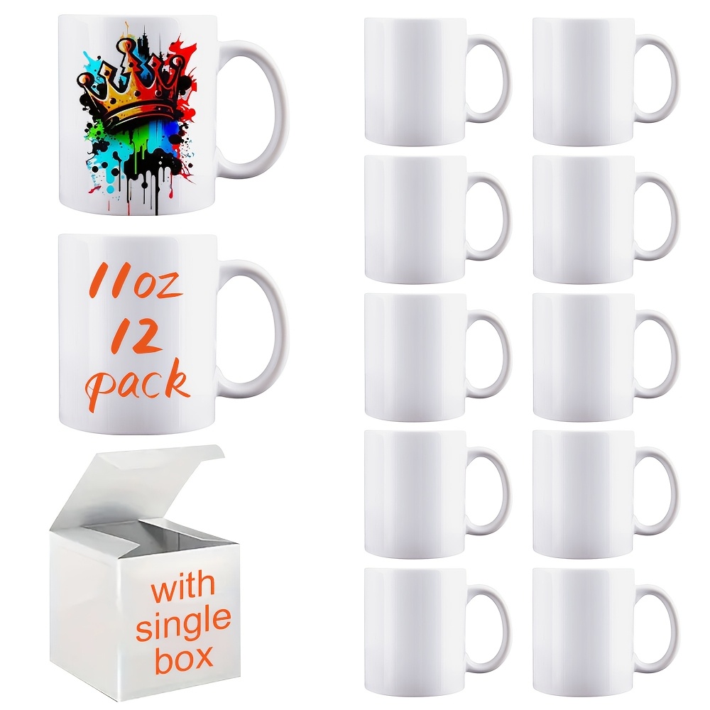 

12/36pack Sublimation Blanks Cupssublimation Mugs, Sublimation Tumblers Mugs Set Of 11 Oz Christmas Coffee Mug For Soup Tea Milk Latte Hot Chocolate Single Packing