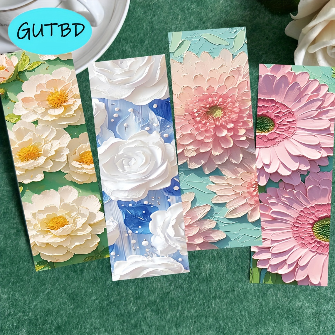 

Gutbd 30-pack 3d Floral Bookmarks - Oil Painting Style, Creative Paper Bookmarks With Fresh And Classic Flower Designs For Reading, Graffiti Art Inspired, Unique Page Markers