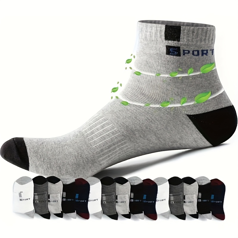 5 Pairs 10 Pairs Men'S Breathable Athletic Socks, Fashion Letter Print High Elasticity Outdoor Running Socks