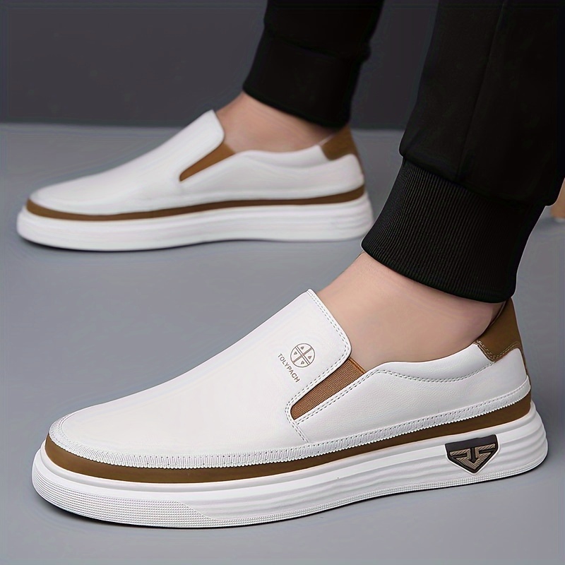 mens solid color slip on loafer shoes comfy non slip casual durable walking shoes for mens outdoor activities